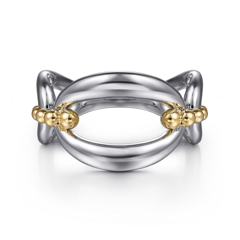 Sterling Silver with 14k gold accents Link ring