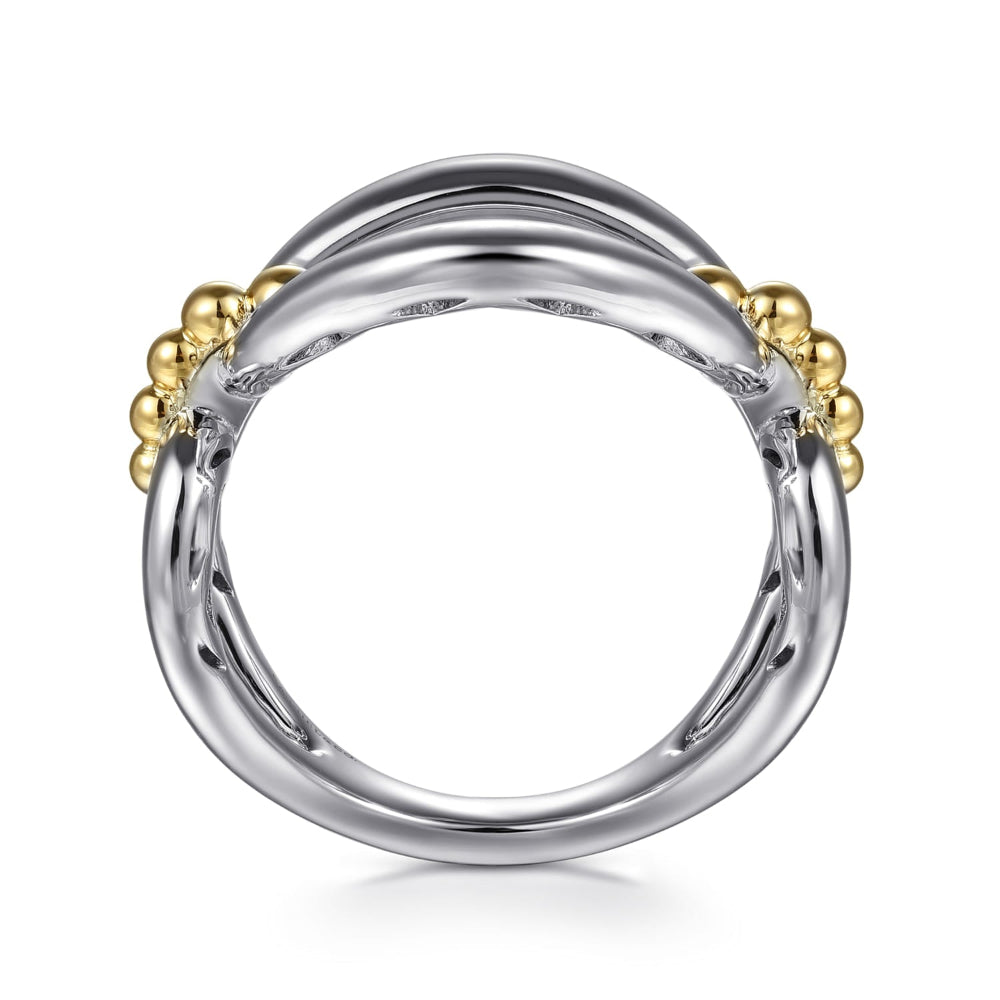 Silver ring with gold accents 