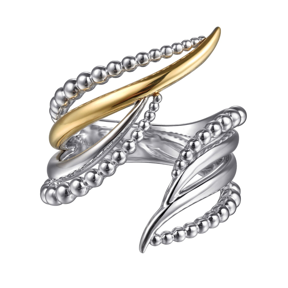 Sterling silver multi row Bypass Ring 