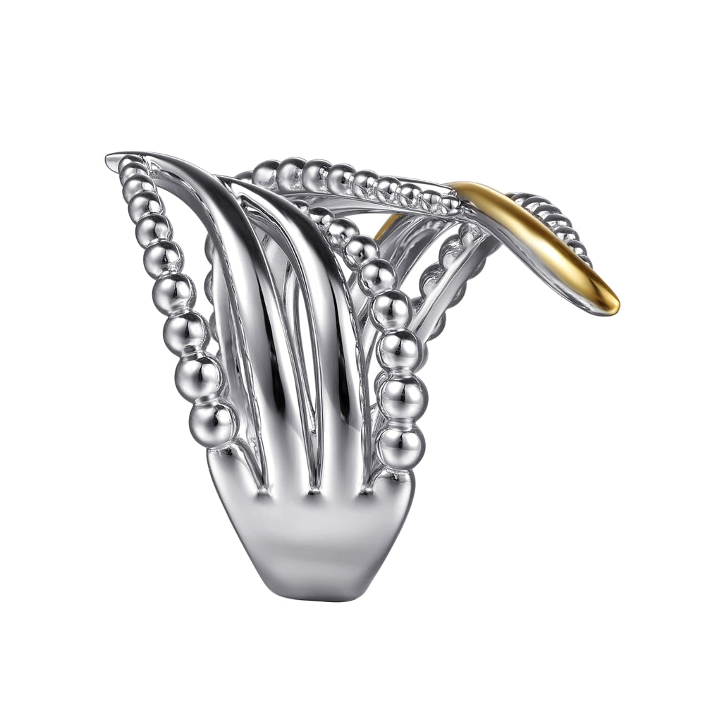 Silver ring with gold band accent 
