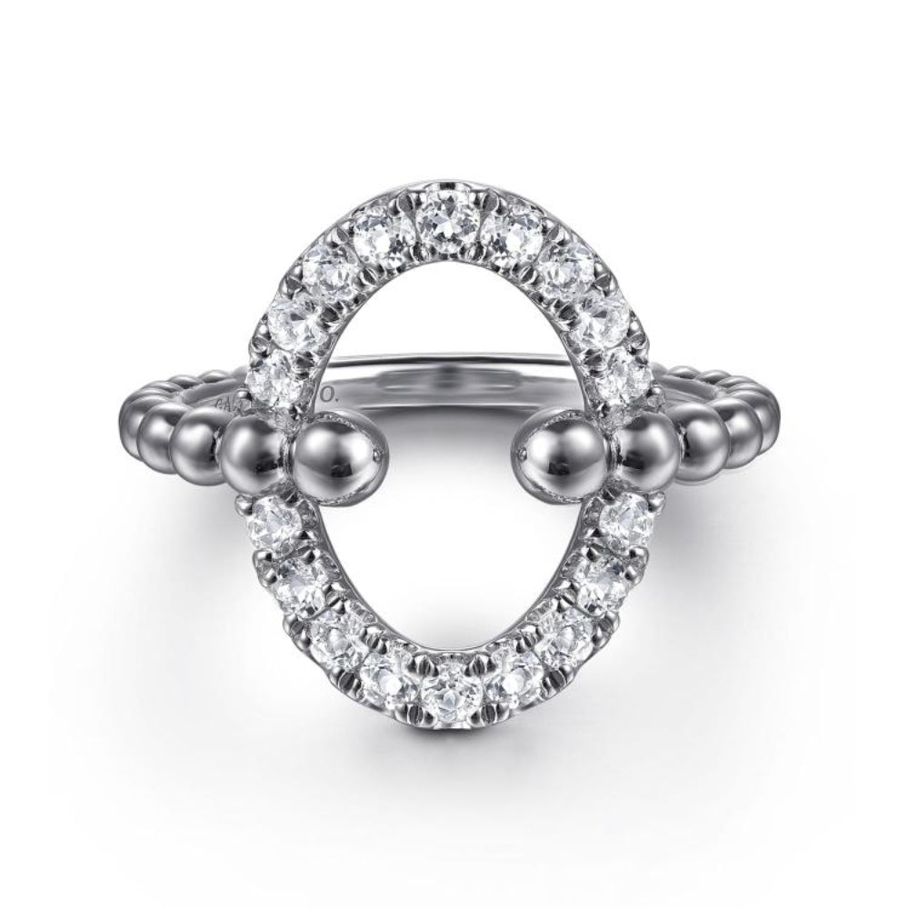 Sterling Silver ring with circular design of white sapphires 