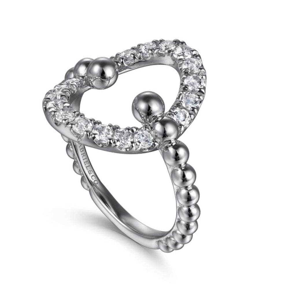 Silver ring with white sapphire circle  accent 