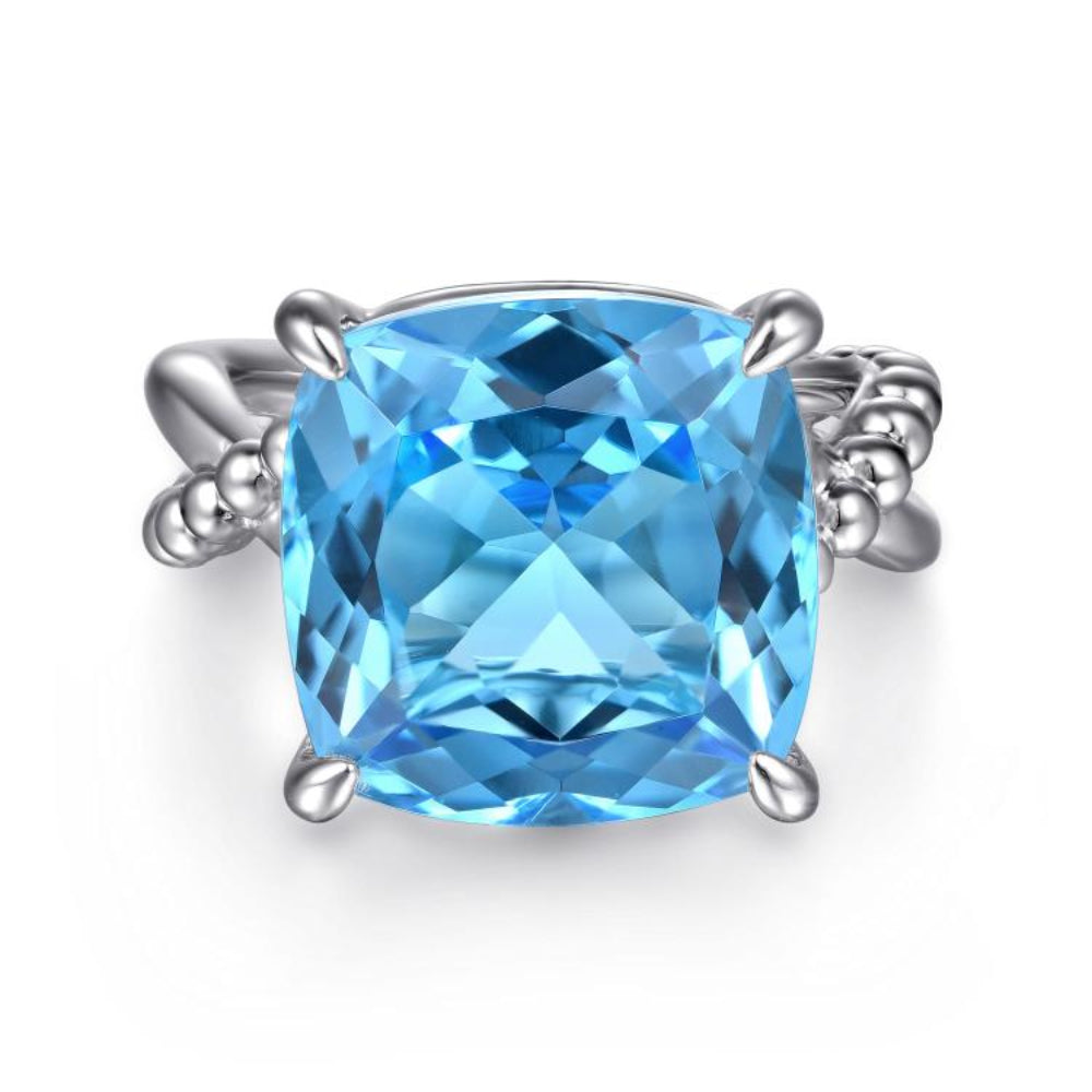 Silver ring with Swiss Blue Topaz gemstone