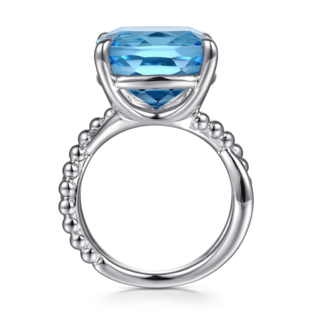 Sterling silver and Swiss Blue Topaz ring w twisted shank