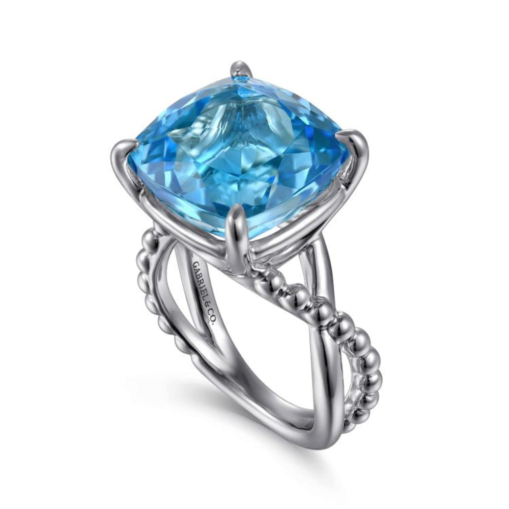 Silver ring with Swiss Blue Topaz 