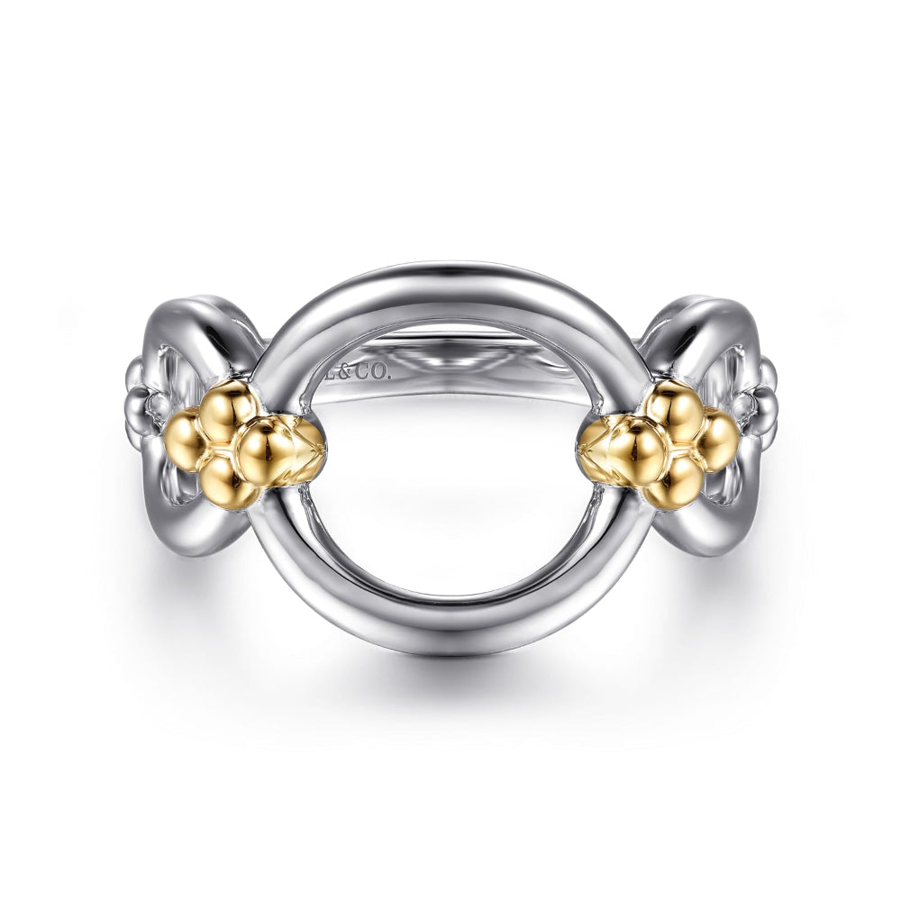  Sterling Silver and 14k Yellow gold round link chain ring 