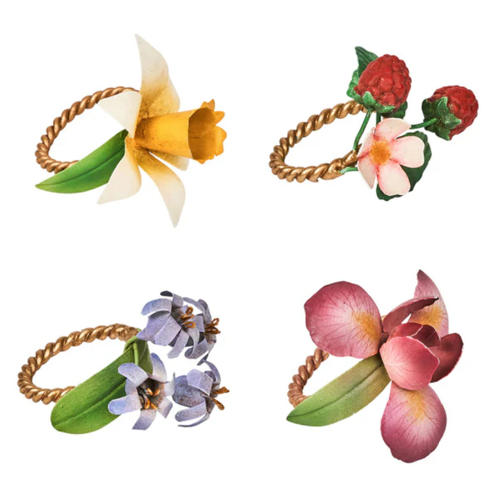 Juliska Meadow Walk Floral Napkin Ring - Set of 4