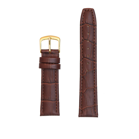 Ladies Genuine Calfskin Alligator Grain Leather Watch Band - Brown