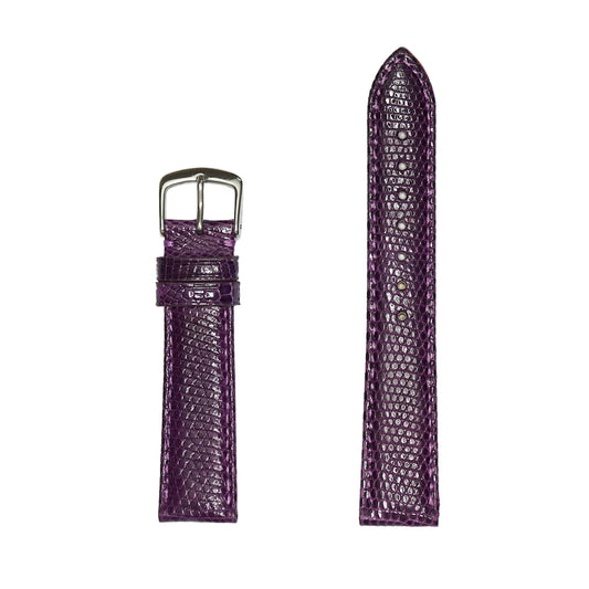 Ladies 16mm Genuine Java Lizard Leather Watch Band - Purple