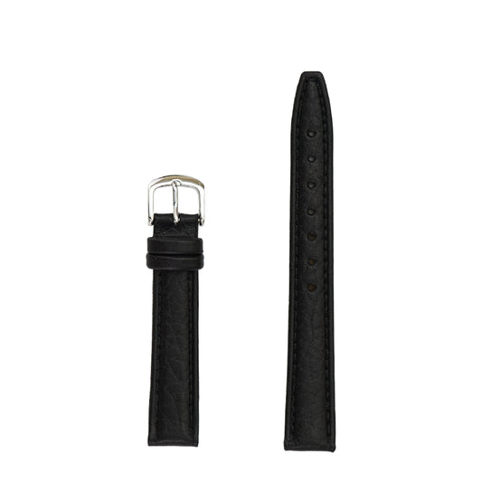 Ladies Genuine Shrunken Grain Leather Watch Band - Black
