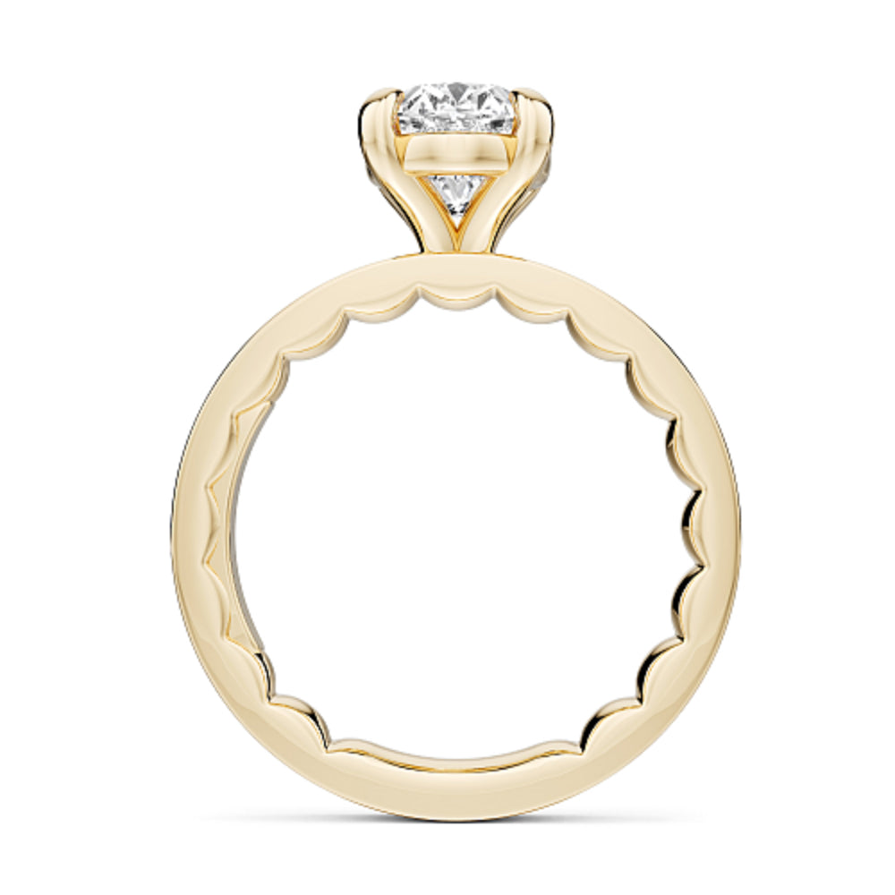 Gold Noam Carver ring with a large oval diamond on a white background