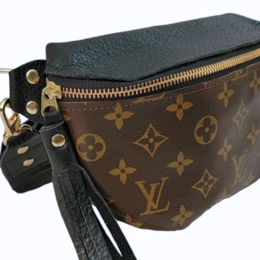 Beaudin Designs Britt Belt Bag in Black Leather & Upcycled LV