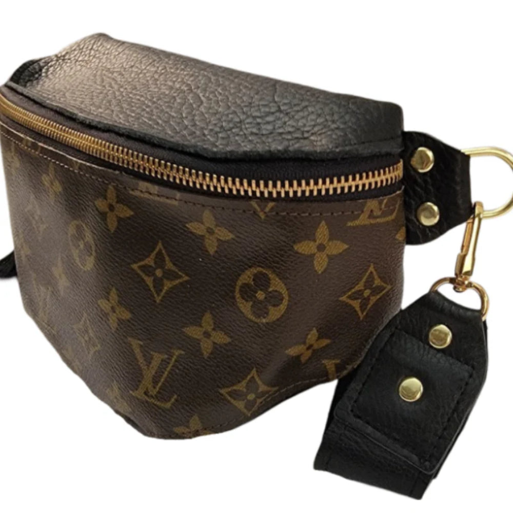 Beaudin Designs Britt Belt Bag in Black Leather & Upcycled LV