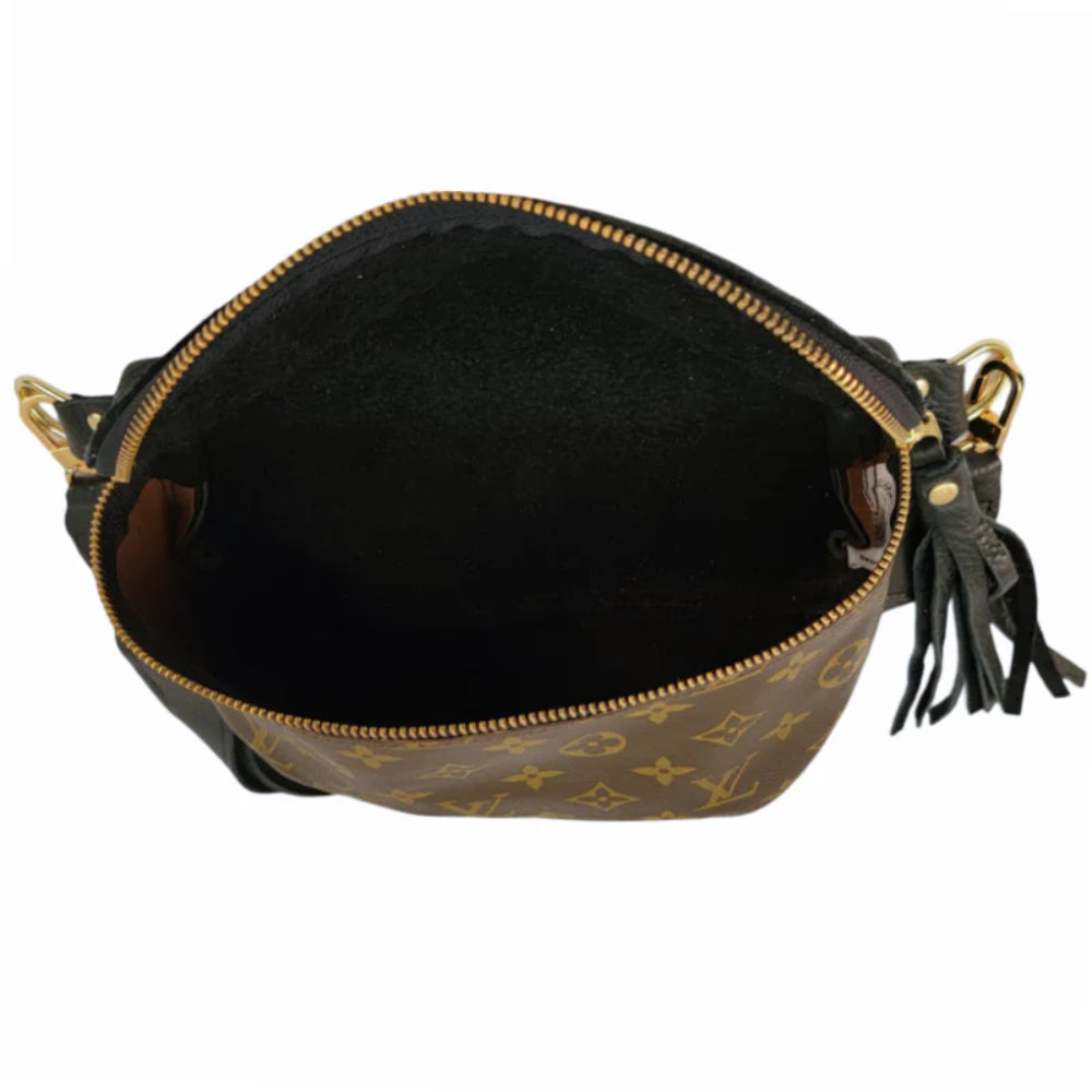 Beaudin Designs Britt Belt Bag in Black Leather & Upcycled LV