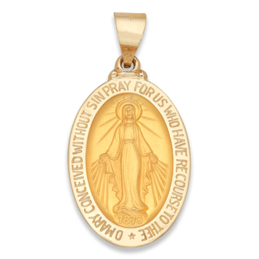 14Y Hollow Yellow Gold Miraculous Medal