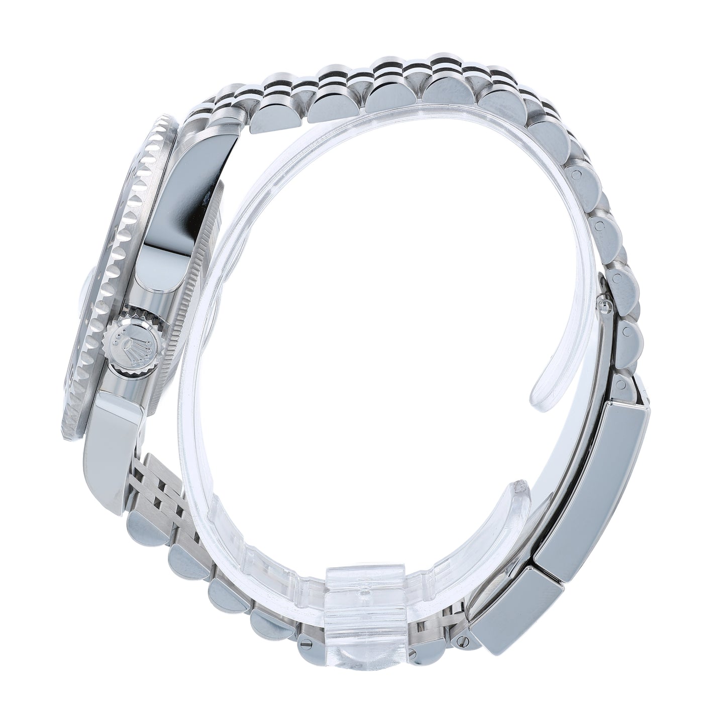 Side profile of a Rolex watch on a white background
