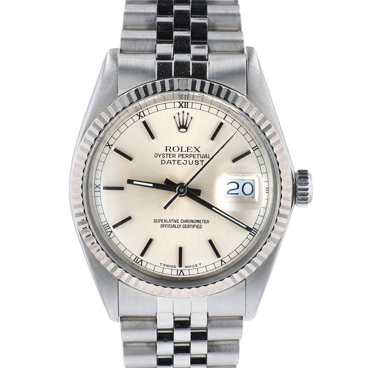Estate Rolex Datejust Stainless Steel 36mm Silver Dial Serial 8868924 with Box and Paper C.1987