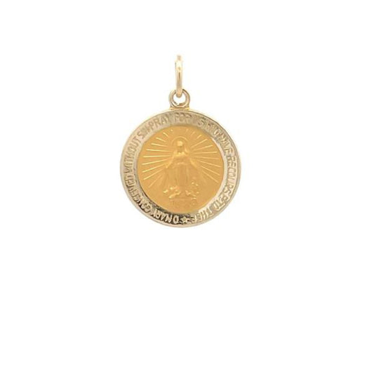14k Gold 15mm Round Miraculous Medal