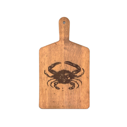 JK Adams Artisan Maple Rectangle Handled Serving Board-Blue Crab