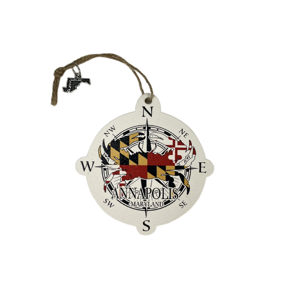 Map Mom Wood Ornament Maryland Crab Compass