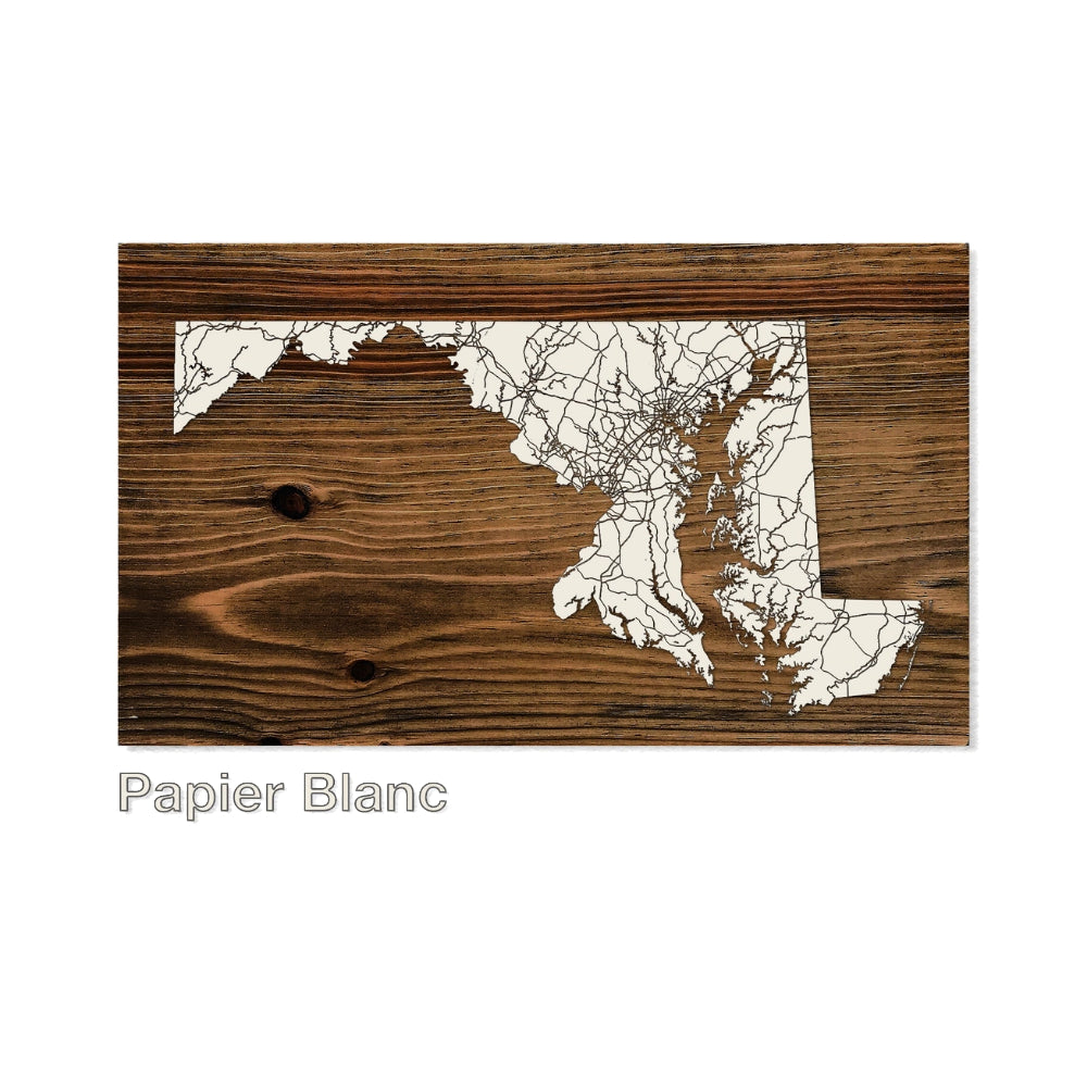 Fire & Pine Maryland Isolated Map-Mini (7.25” x 12”)
