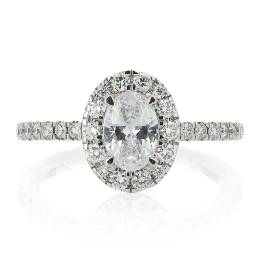 A. Jaffe 14k Gold Oval Center Halfway Diamond Engagement Ring With Hidden Halo