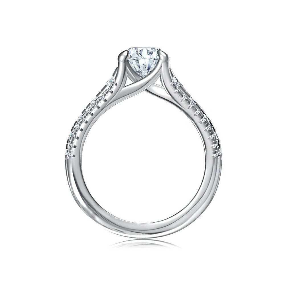 A. Jaffe 14k Round Diamond Three Row Engagement Ring