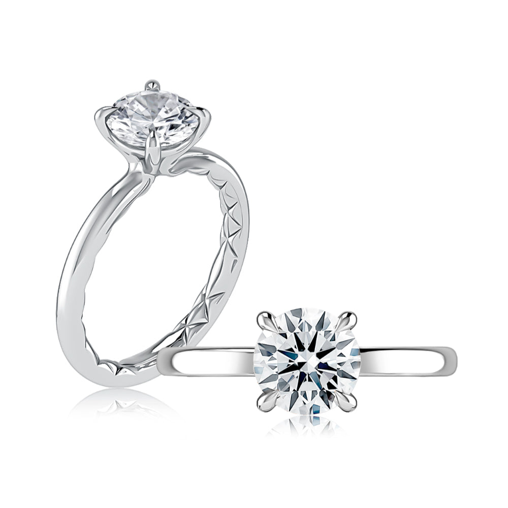 A. Jaffe 14k Gold Round Diamond Solitaire Engagement Ring