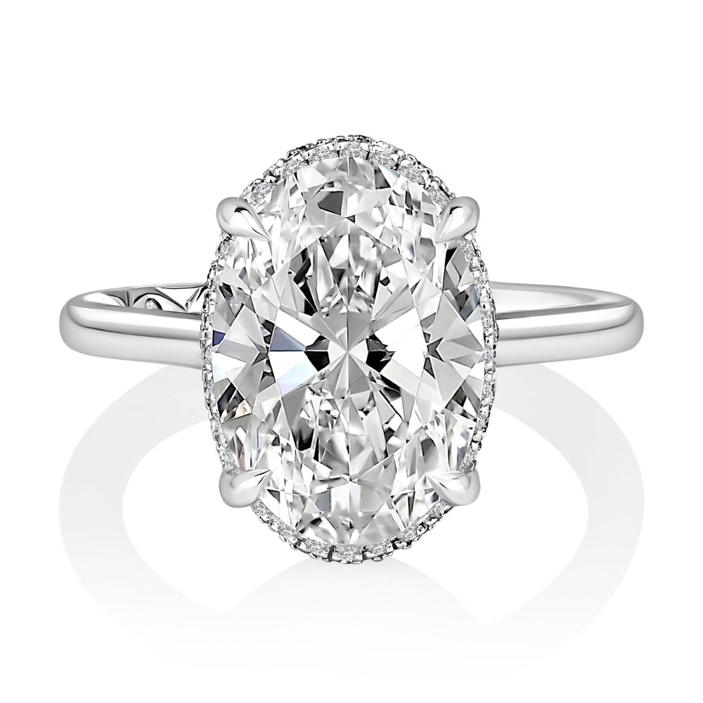 A. Jaffe 14k Gold Oval Center Diamond Solitaire Engagement Ring With Hidden Halo