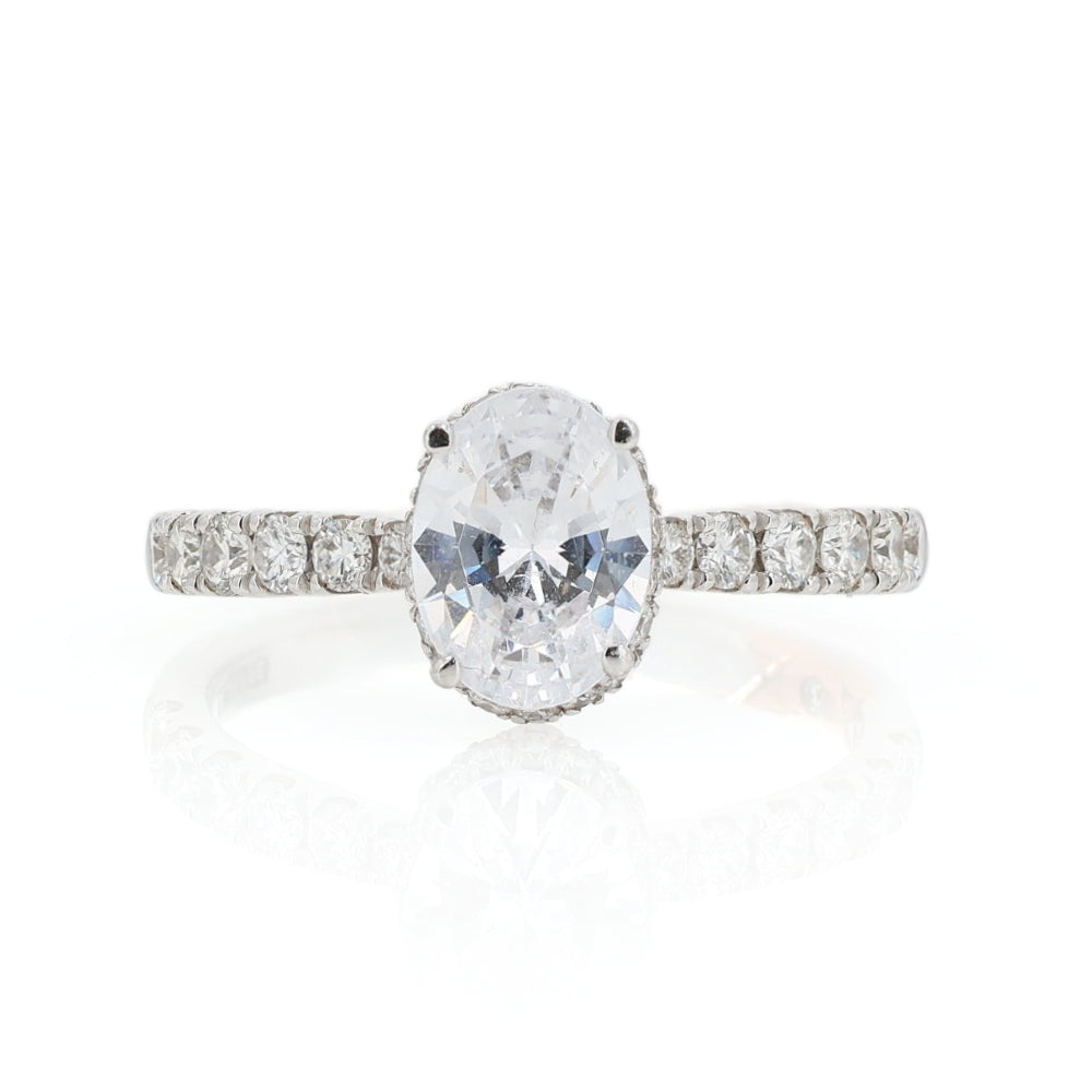 A. Jaffe 14k Gold Oval Diamond Center Engagement Ring with Hidden Halo