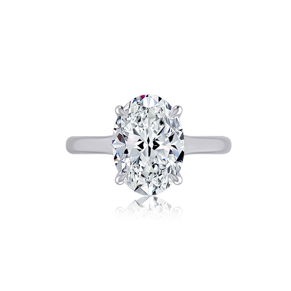 A. Jaffe 14k Oval Diamond Hidden Halo Solitaire Engagement Ring
