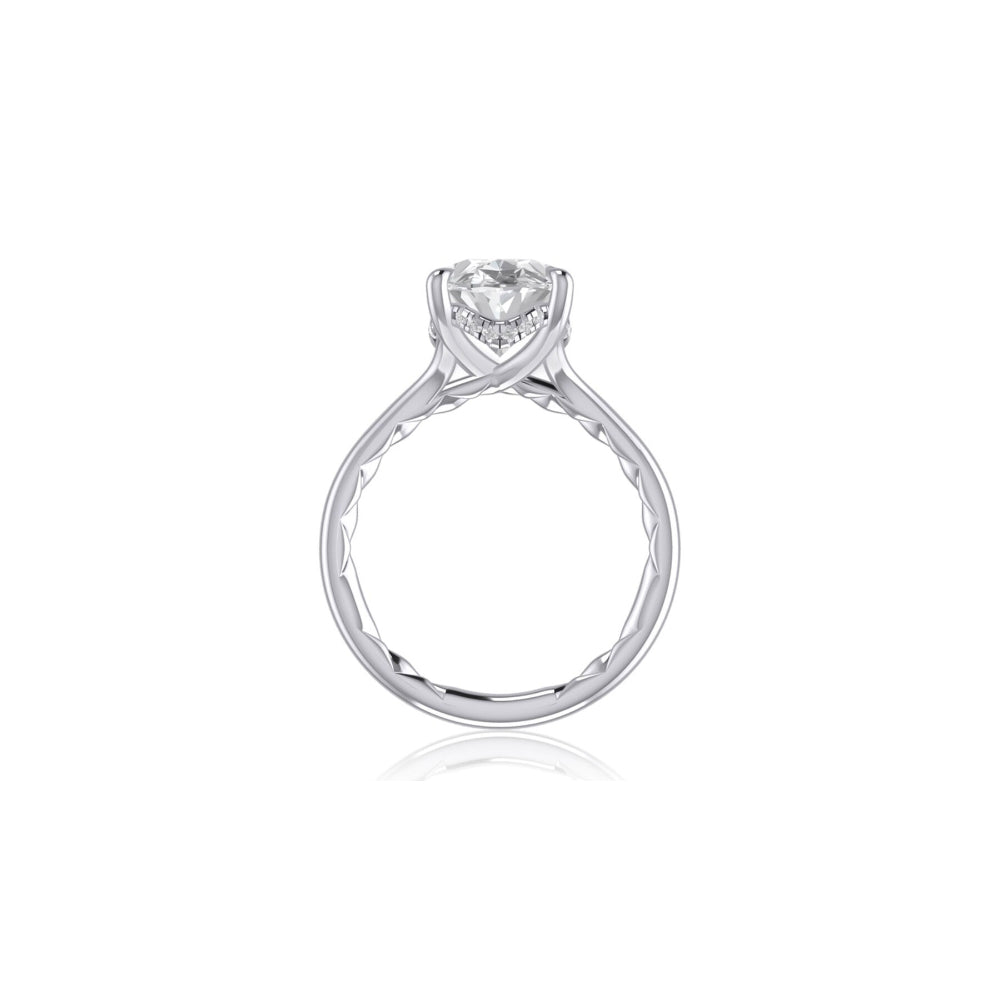 A. Jaffe 14k Oval Diamond Hidden Halo Solitaire Engagement Ring