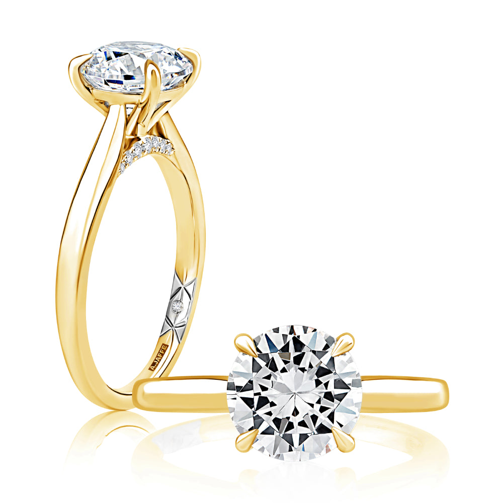 A. Jaffe 14k Gold Round Diamond Solitaire Engagement Ring