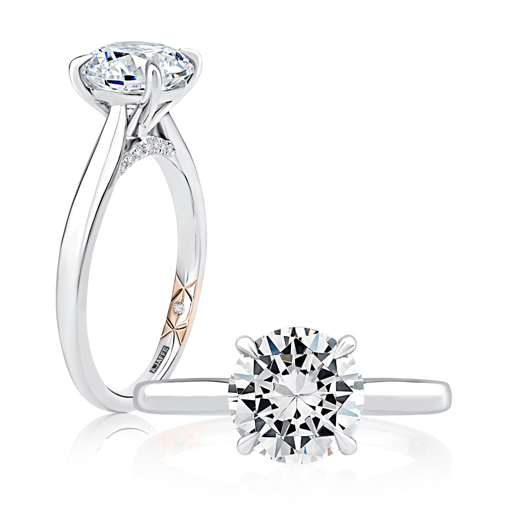 A. Jaffe 14k Gold Round Diamond Solitaire Engagement Ring