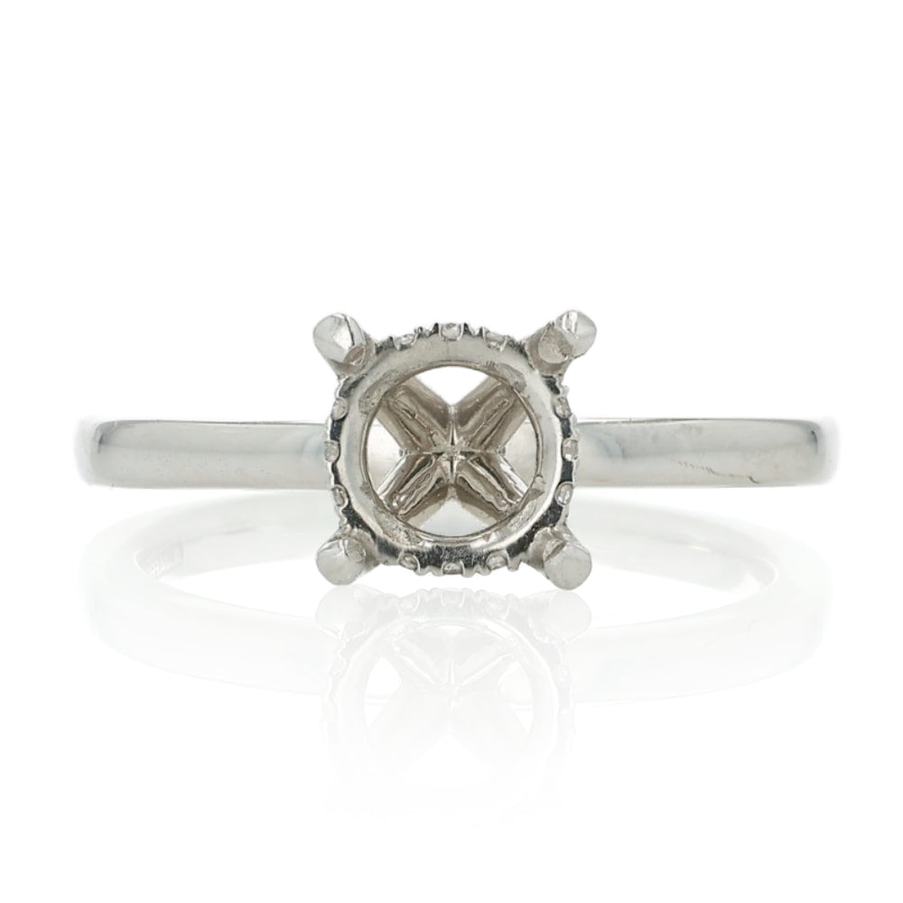 Custom A. Jaffe Platinum Cushion Center Diamond Solitaire Engagement Ring With Hidden Halo