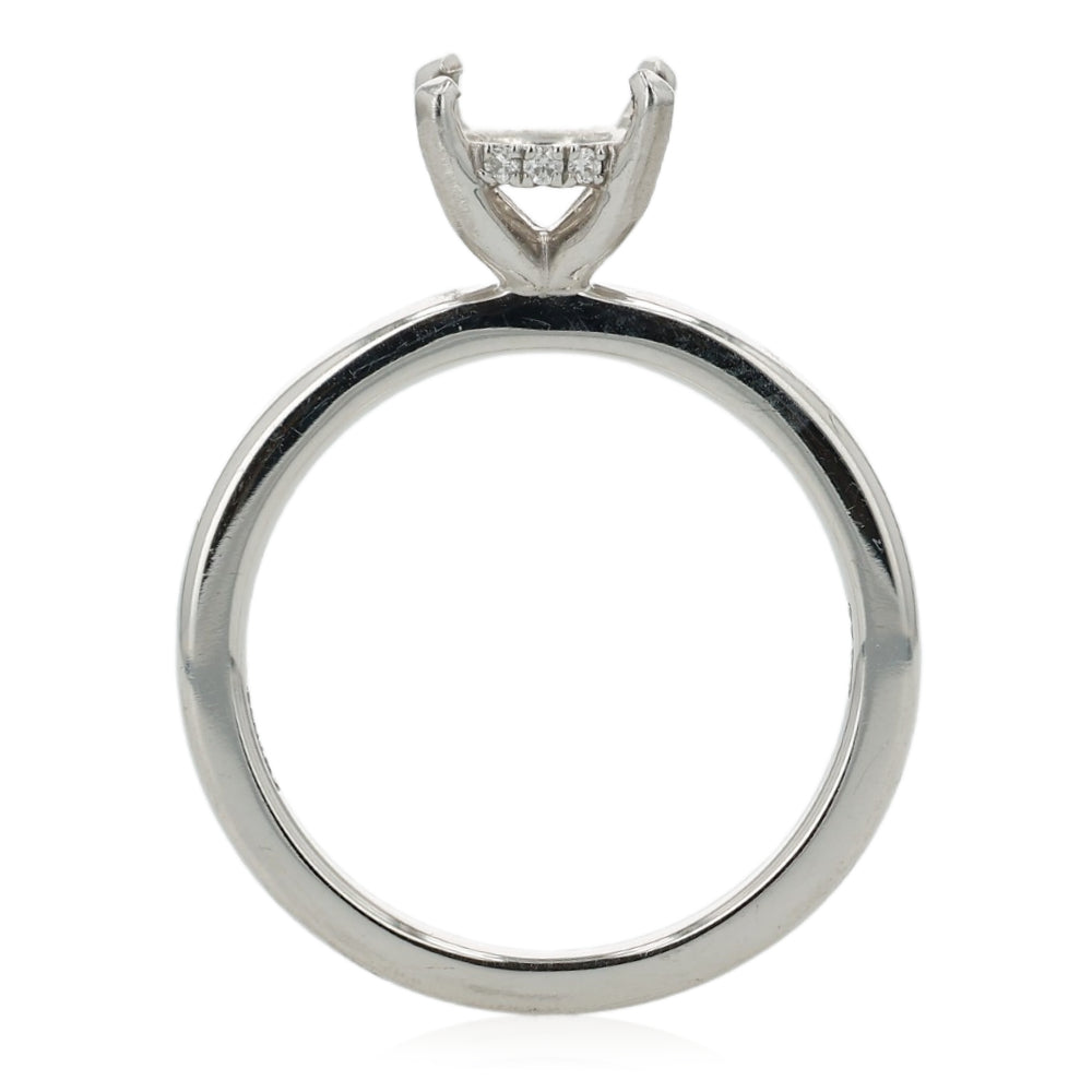 Custom A. Jaffe Platinum Cushion Center Diamond Solitaire Engagement Ring With Hidden Halo