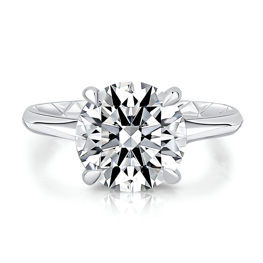 A. Jaffe 14k Gold Round Diamond Solitaire Hidden Halo Engagement Ring