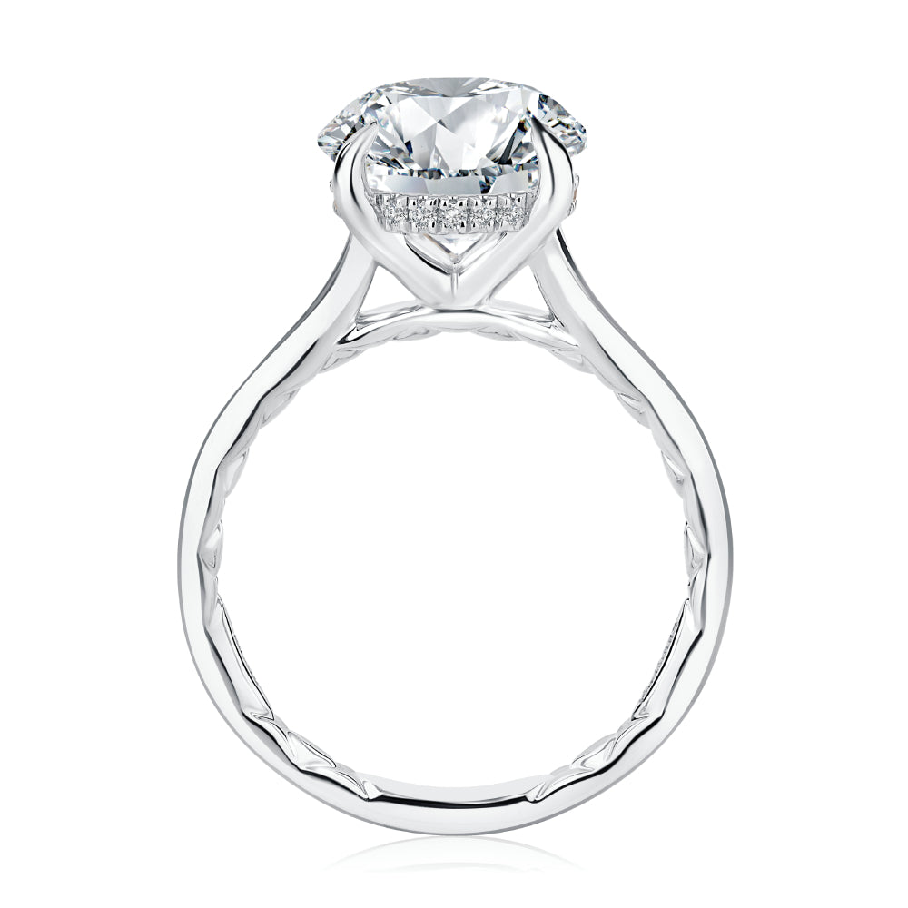 A. Jaffe 14k Gold Round Diamond Solitaire Hidden Halo Engagement Ring