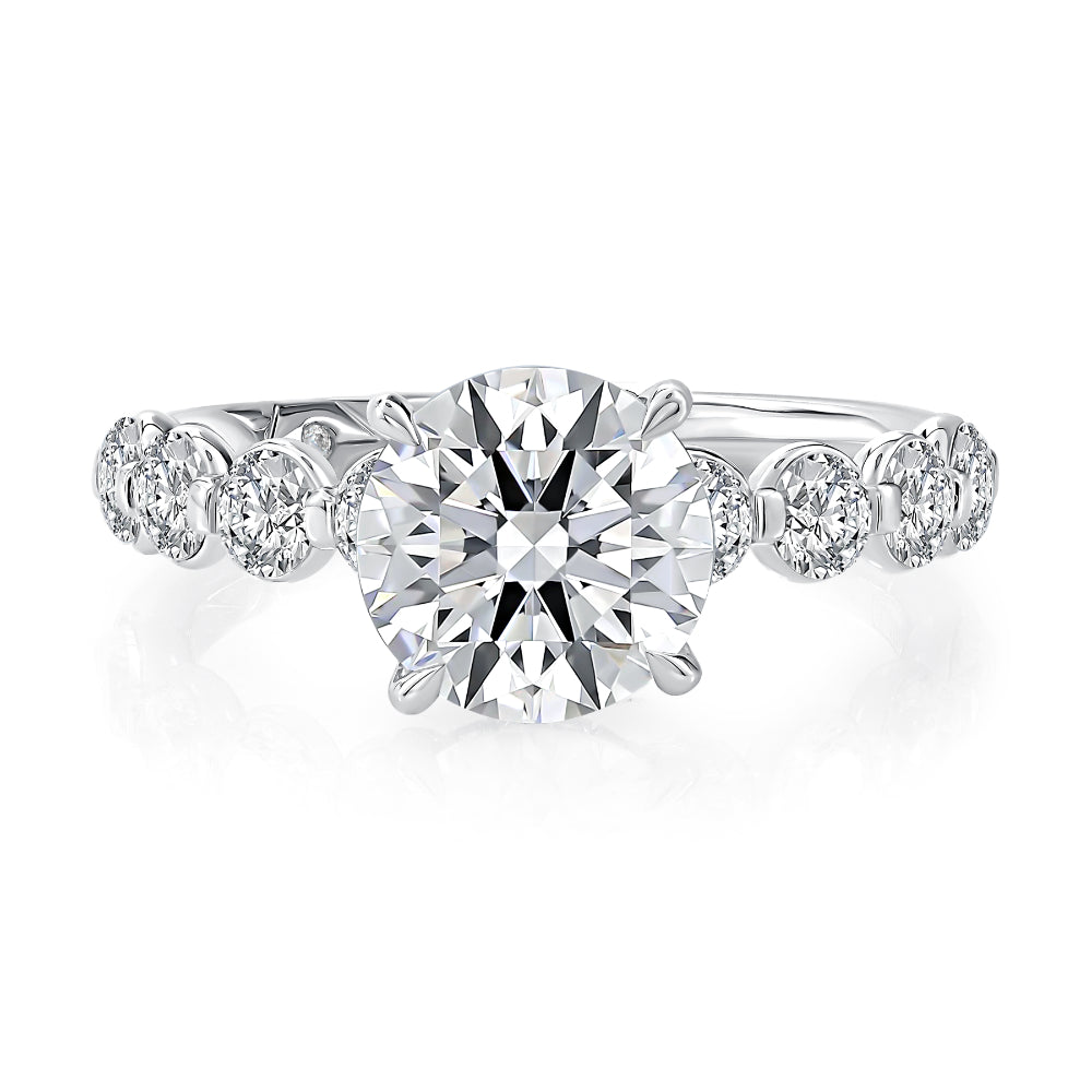 A. Jaffe 14k Gold Round Diamond Hidden Halo Engagement Ring