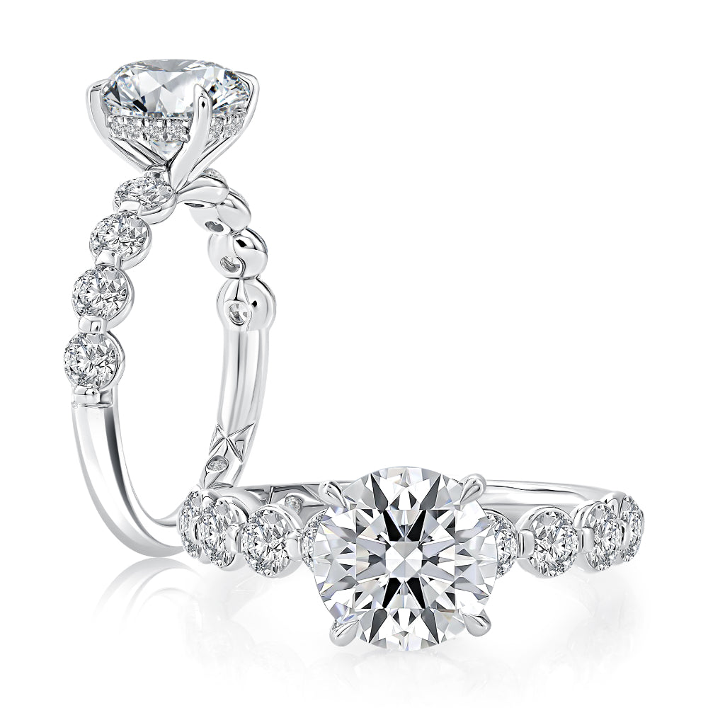 A. Jaffe 14k Gold Round Diamond Hidden Halo Engagement Ring
