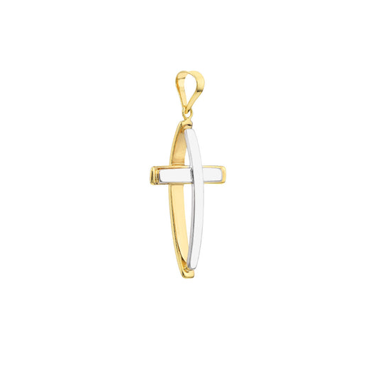14k Two-Tone Reversible Cross Pendant (Chain Sold Separately)