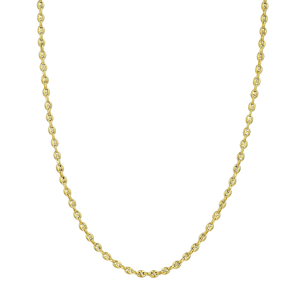 14k Yellow Gold 3.70mm Puff Mariner Chain Necklace