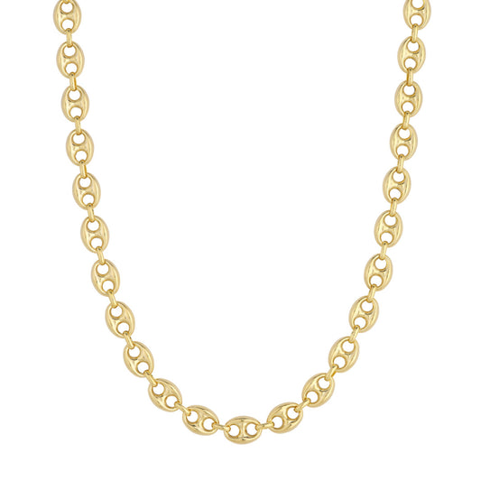 14k Gold 10mm Puff Mariner Chain, 18"