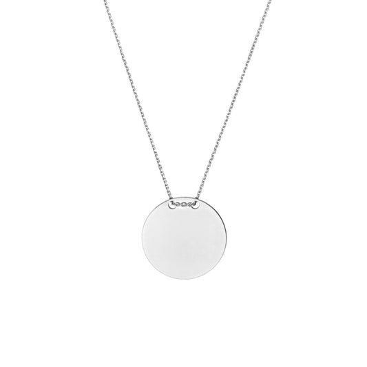 Sterling Silver Engravable Circle Plate Necklace