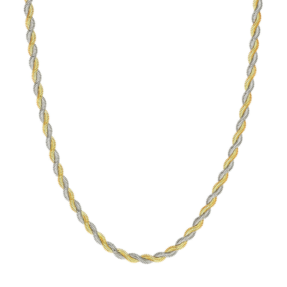 14k Yellow and White Gold Braided snake Chain necklace 