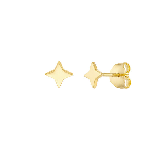 14k Gold North Star Stud Earrings