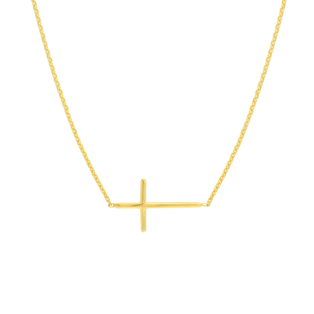 14k Gold Mini Sideways Cross Necklace