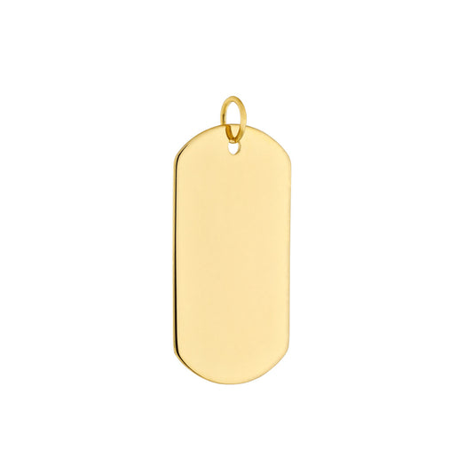 14k Gold Large Engravable Dog Tag Pendant