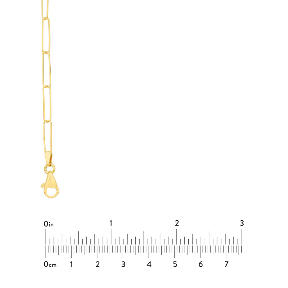 Gold chain necklace with clasp on a white background