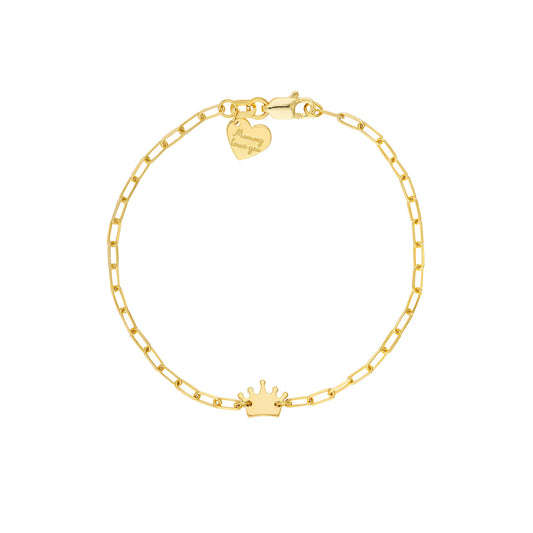 Children's 14k Gold Crown & Heart Bracelet